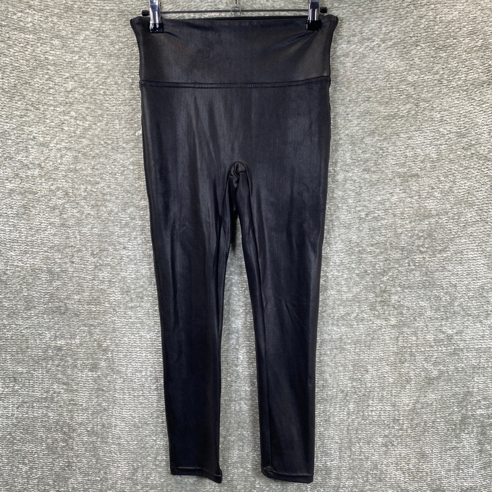 Spanx Faux Leather High Rise Leggings Black Ankle Length Medium 20246R